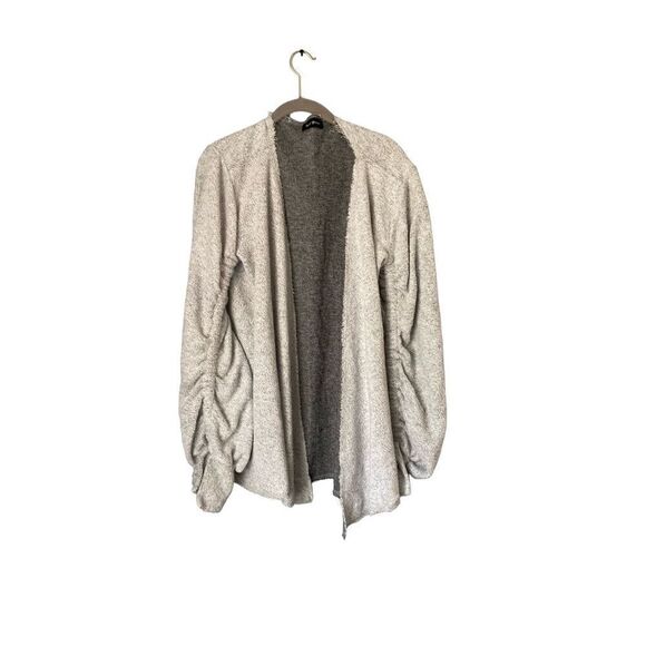 Hazel boutique women’s knit ruched sleeve open front cardigan size large - Picture 2 of 7